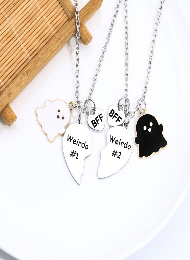 Maxforever Friendship Gifts Ghost Friends Necklaces Set, Weirdo 1 Weirdo 2 "I hope we're BFF until we die. Then we stay ghost besties" 2psc Set Split Heart Pendant Necklaces Halloween BFF Gift for Best Friend (Ghost Friend) - Image 3